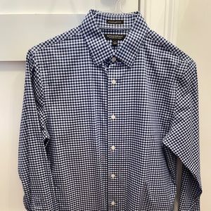 Banana Republic Non-Iron Dress Shirt - Blue Check - Small - Standard Fit